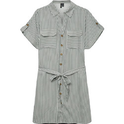 Vero Moda Mini Καλοκαιρινό Καθημερινό Φόρεμα Σεμιζιέ Μεταξωτό Πράσινο Λευκό 10325828