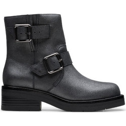 Clarks Rebelle Γυναικεία Μποτάκια Biker Δερμάτινα Ανθρακί με Χοντρό Χαμηλό Τακούνι 26178889