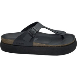 Genuins Rosas Δερμάτινες Γυναικείες Σαγιονάρες Flatforms Ανατομικές Αντιολισθητικές Μαύρες G106877