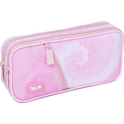 Yolo Pink Vibe Tie Dye Κασετίνα Βαρελάκι με 2 Θήκες Ροζ 90125