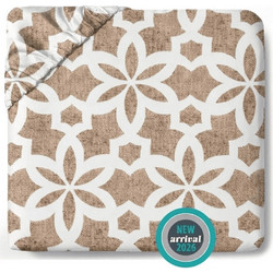 Isadore Lorraine Σεντόνι Ημίδιπλο Βαμβακερό με Λάστιχο 120x200+30 Τribal Μπεζ