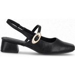 Piccadilly Ανατομικές Γόβες Slingback Δερμάτινες με Χοντρό Χαμηλό Τακούνι Μαύρες 160104-9