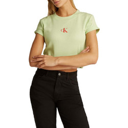 Calvin Klein Γυναικείο Καλοκαιρινό Crop Top Ριπ Πράσινο LV047AB802-64O