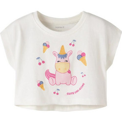 Name It Cloud Dancer Παιδικό Crop Top Κοντομάνικο Μπεζ 13228148