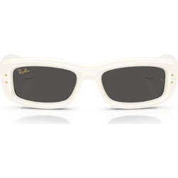 Ray-Ban RB4944 687487 Ανδρικά Γυαλιά Ηλίου Ορθογώνια Κοκάλινα Λευκά με Μαύρο Φακό