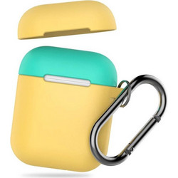 AHAstyle PT46 Θήκη Σιλικόνης με Γάντζο για Apple AirPods 1 Κίτρινη Φυστικί