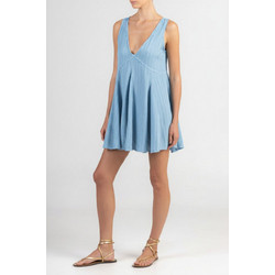 August Broderie Mini Καλοκαιρινό Καθημερινό Φόρεμα Γαλάζιο S26A8185