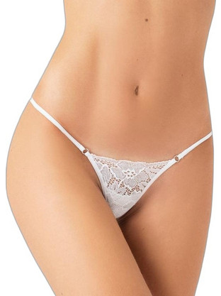 Milena By Paris Γυναικείο Sexy String με Δαντέλα Λευκό Ασημί 6752