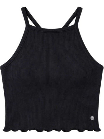 Roxy As I Am Γυναικείο Καλοκαιρινό Crop Top Ριπ Μαύρο ERJKT04278-KTA0