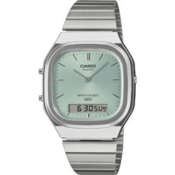 Casio Vintage Ανδρικό Ρολόι Χρονογράφος με Ασημί Μεταλλικό Μπρασελέ AQ-240E-2A