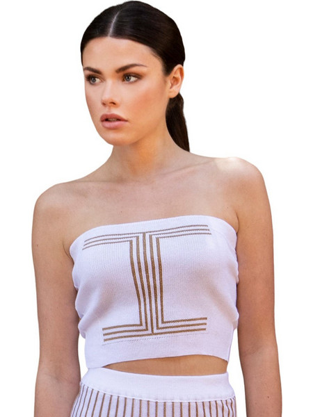 AGGEL Γυναικείο Καλοκαιρινό Crop Top Λευκό SS41050K-1106