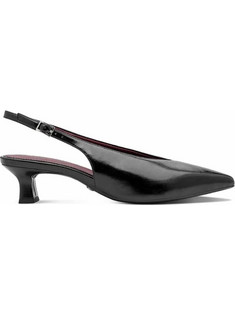 Tamaris Γόβες Slingback Λουστρίνι με Χοντρό Χαμηλό Τακούνι Μαύρες 1-29551-47-001