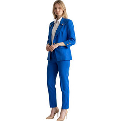 Vagias Γυναικείο Σακάκι Μακρύ Υφασμάτινο Royal Blue 6510-10