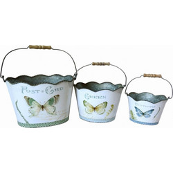Artekko Σετ Κασπώ Κουβάδες Μεταλλικά Διαφανή 24x17x20cm 3τμχ 742-2409