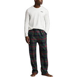 Polo Ralph Lauren Χειμωνιάτικες Ανδρικές Πιτζάμες Βαμβακερές Καρό Navy Μπλε Λευκές 714950621-015