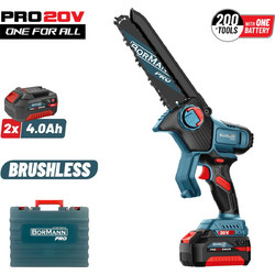 Bormann Pro BBP5448X44C Κλαδευτικό Αλυσοπρίονο Μπαταρίας 20V 1.3kg με Λάμα 20cm 2x2Ah