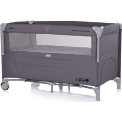 Chipolino Relax Παρκοκρέβατο 2 Επιπέδων με Στρώμα & Δίχτυ Charcoal KOSIRE261CH