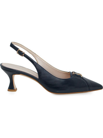 Fratelli Petridi Γόβες Slingback Δερμάτινες με Λεπτό Χαμηλό Τακούνι Μαύρες 57473