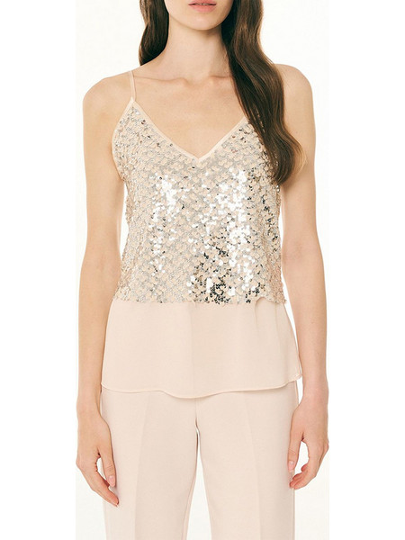 Forel Γυναικείο Καλοκαιρινό Top με Παγιέτες Nude 083.10.01.074