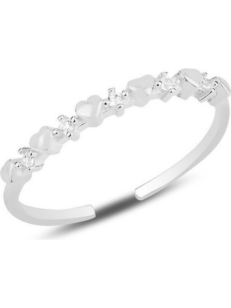 Heliophilia Silver Γυναικείο Δαχτυλίδι Σειρέ Μισόβερο Καρδιά από Ασήμι 132SDE4855