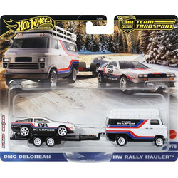 Mattel Hot Wheels Premium DMC Delorean & HW Rally Hauler