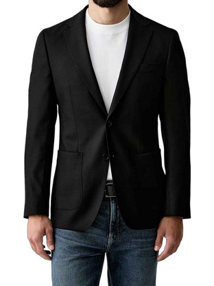 Hugo Boss Καλοκαιρινό Ανδρικό Σακάκι Υφασμάτινο με Στενή Εφαρμογή Μαύρο 50566953-001