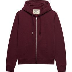 Superdry Γυναικεία Ζακέτα Φούτερ Μακριά με Κουκούλα και Φερμουάρ Μπορντό W2012780A-1KD