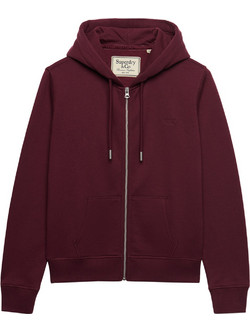 Superdry Γυναικεία Ζακέτα Φούτερ Μακριά με Κουκούλα και Φερμουάρ Μπορντό W2012780A-1KD