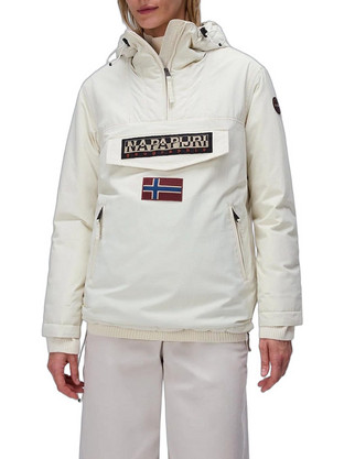Napapijri Rainforest Γυναικείο Μπουφάν Χειμωνιάτικο Pullover Μακρύ Αδιάβροχο Εκρού NP0A4GM6-N1J