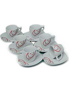 For Home Circles Σετ Φλιτζάνια Espresso & Ελληνικού Καφέ Πορσελάνης 6τμχ 9000-GC06929