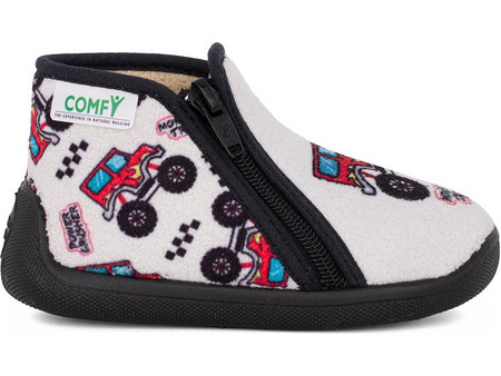Comfy Ανατομικές Χειμερινές Παιδικές Παντόφλες Μποτάκια για Αγόρι Λευκές Μαύρες 1817