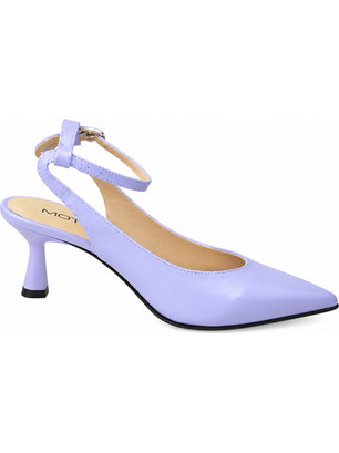 MOT-CLe Γόβες Slingback Δερμάτινες με Λεπτό Χαμηλό Τακούνι Λιλά MOT2288