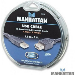 Manhattan 390316 Καλώδιο USB-A Male 2.0 to USB-A Female 1.8m Black