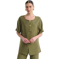 Fibes Fashion Καλοκαιρινό Γυναικείο Σύνολο Μπλούζα & Παντελόνι Χακί 02-2847N