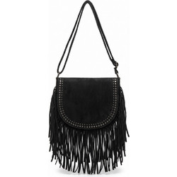 Bag to Bag Γυναικεία Τσάντα Χιαστί Σουέτ Μαύρη με Στενό Λουρί A8029