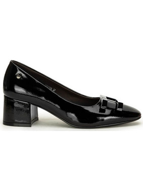 Zak Shoes Γόβες Λουστρίνι με Χοντρό Χαμηλό Τακούνι Μαύρες SD57114