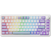 Ajazz AK820 Max Ασύρματο Μηχανικό Gaming Πληκτρολόγιο TenKeyLess με Magnetic Διακόπτες RGB White Purple