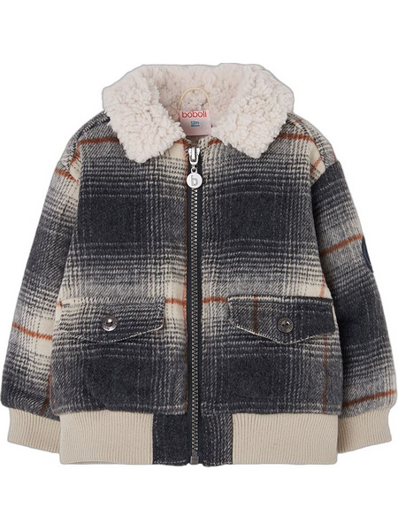 Boboli Παιδική Ζακέτα Fleece με Φερμουάρ Μαύρη Μπεζ 534136-9964