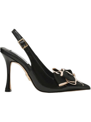 Steve Madden Γόβες Slingback Λουστρίνι με Λεπτό Ψηλό Τακούνι & Φιόγκο Μαύρες 11005882