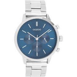 Oozoo Timepieces Ανδρικό Ρολόι Χρονογράφος με Ασημί Μεταλλικό Μπρασελέ C11712