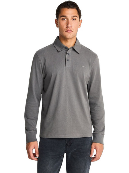 Funky Buddha Ανδρική Μπλούζα Polo Μακρυμάνικη Γκρι FBM014-004-11