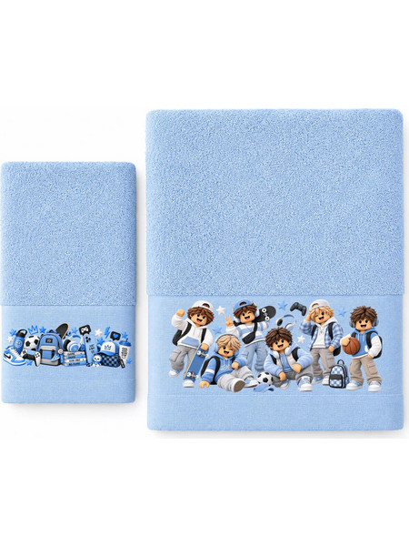 Astron Boys In Blue Σετ Παιδικές Πετσέτες 2τμχ 500gr/m²