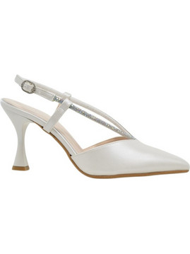 PieDini Γόβες Slingback με Λεπτό Ψηλό Τακούνι & Στρας Λευκές 0642