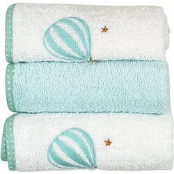 Baby Star Balloon Σετ Βρεφικές Λαβέτες Ώμου 100% Βαμβακερές Πετσετέ Λευκές Βεραμάν 30x30cm 3τμχ