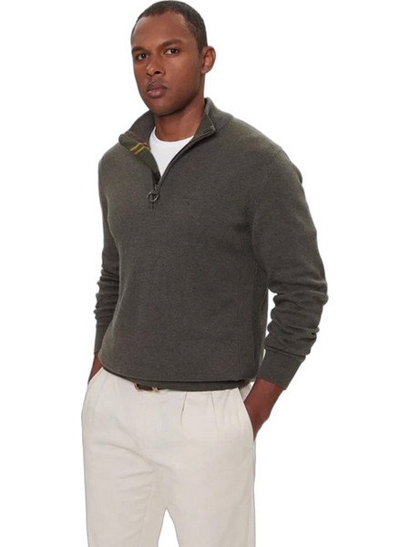 Barbour Ανδρικό Πουλόβερ με Φερμουάρ Λαδί MKN1074OL91