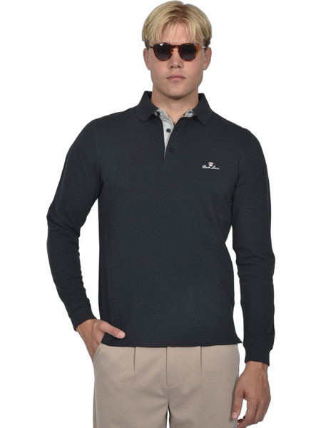Berto Lucci Ανδρική Μπλούζα Polo Μακρυμάνικη Navy Μπλε 07262-3206-5029