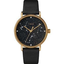 Timex Celestial Γυναικείο Ρολόι με Μαύρο Δερμάτινο Λουράκι TW2T87600