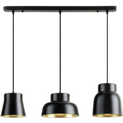 Schuller Vulcano Black Golden 3L Κρεμαστό Φωτιστικό Οροφής Μαύρο / Χρυσό