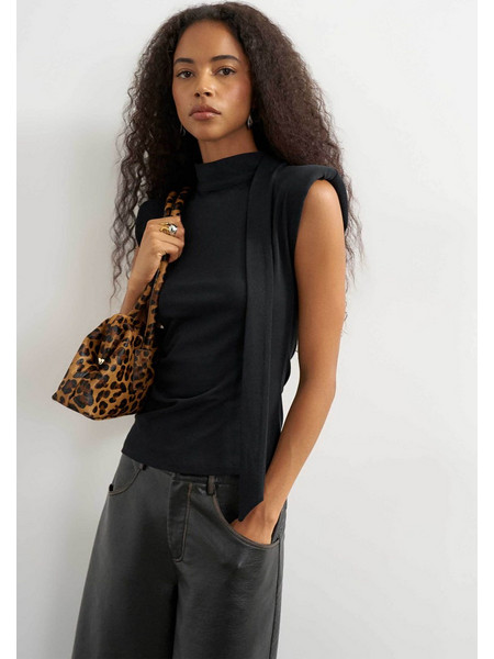 Topshop Benda Γυναικείο Καλοκαιρινό Top Βαμβακερό Μαύρο 31002217
