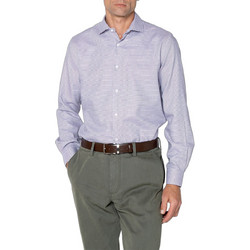 The Bostonians DOBBY CUSTOM FIT Semi Ανδρικό Πουκάμισο Βαμβακερό Μακρυμάνικο Κανονική Γραμμή Μπορντό 3ANP2500